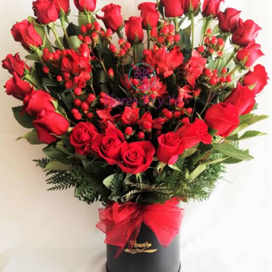 Caja Con 24 Rosas Corazón