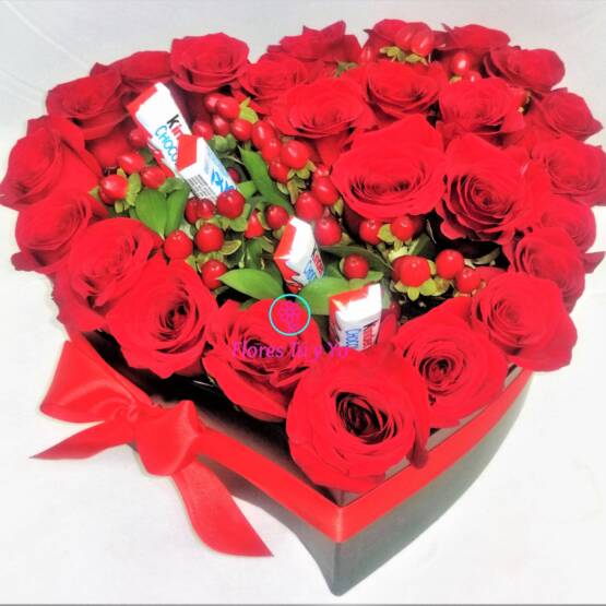 Caja 25 Rosas Y Chocolates