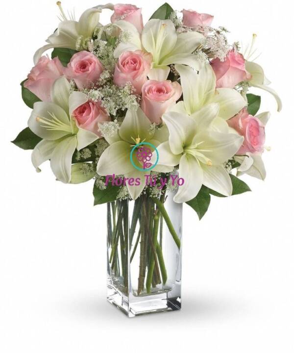 Florero De Lilium Y Rosa
